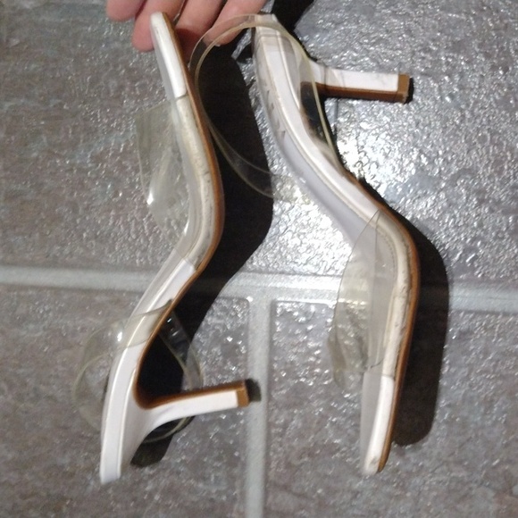 Zara White clear PVC sling back sandal heel size 35 - Picture 7 of 11